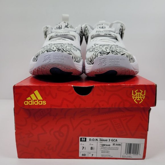 Adidas D.O.N. Issue 3 GCA Men's Black White Basketball Shoes GW3648 US Size 7.5 - Picture 2 of 11